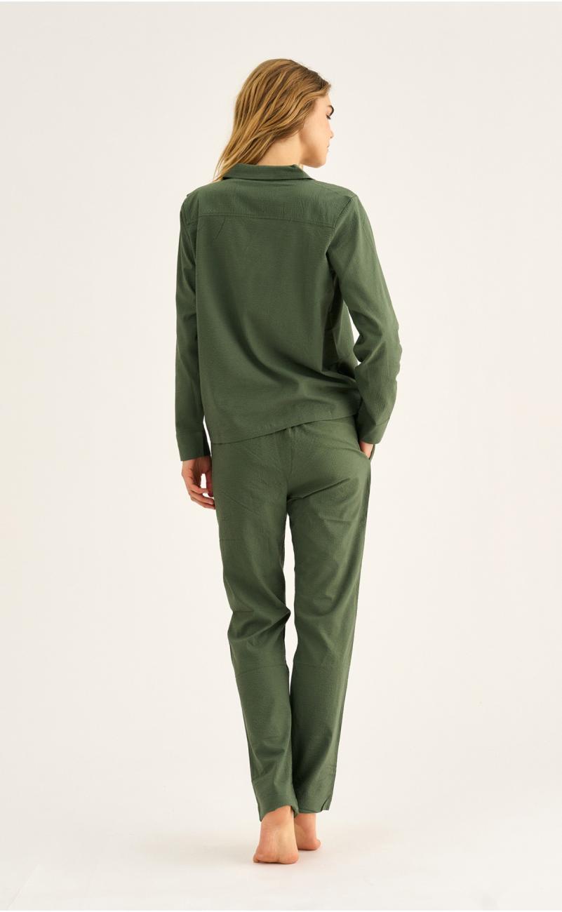 Pyjamahose, Seersucker | Bambus-Viskose | grün -JBS of Denmark Women