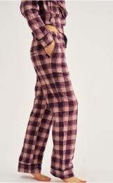 Pyjamahose, Flanell | 100% Bio-Baumwolle | dunkelrosa kariert -JBS of Denmark Women