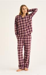 Pyjamahose, Flanell | 100% Bio-Baumwolle | dunkelrosa kariert -JBS of Denmark Women
