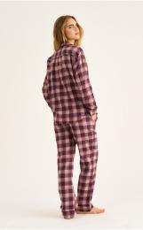 Pyjamahose, Flanell | 100% Bio-Baumwolle | dunkelrosa kariert -JBS of Denmark Women