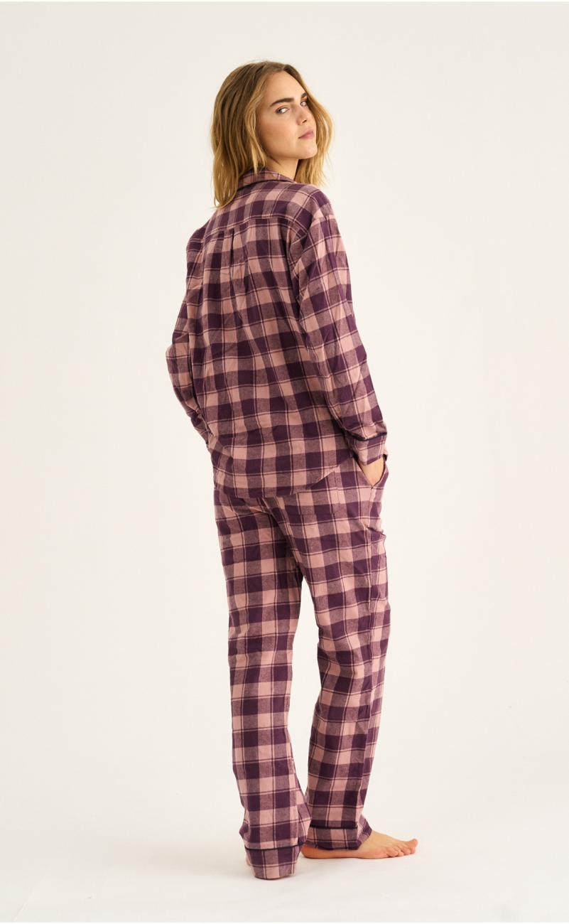 Pyjamahose, Flanell | 100% Bio-Baumwolle | dunkelrosa kariert -JBS of Denmark Women