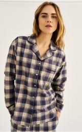 Pyjamashirt, Flanell | 100% Bio-Baumwolle | blau kariert -JBS of Denmark Women