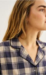 Pyjamashirt, Flanell | 100% Bio-Baumwolle | blau kariert -JBS of Denmark Women