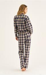 Pyjamashirt, Flanell | 100% Bio-Baumwolle | blau kariert -JBS of Denmark Women