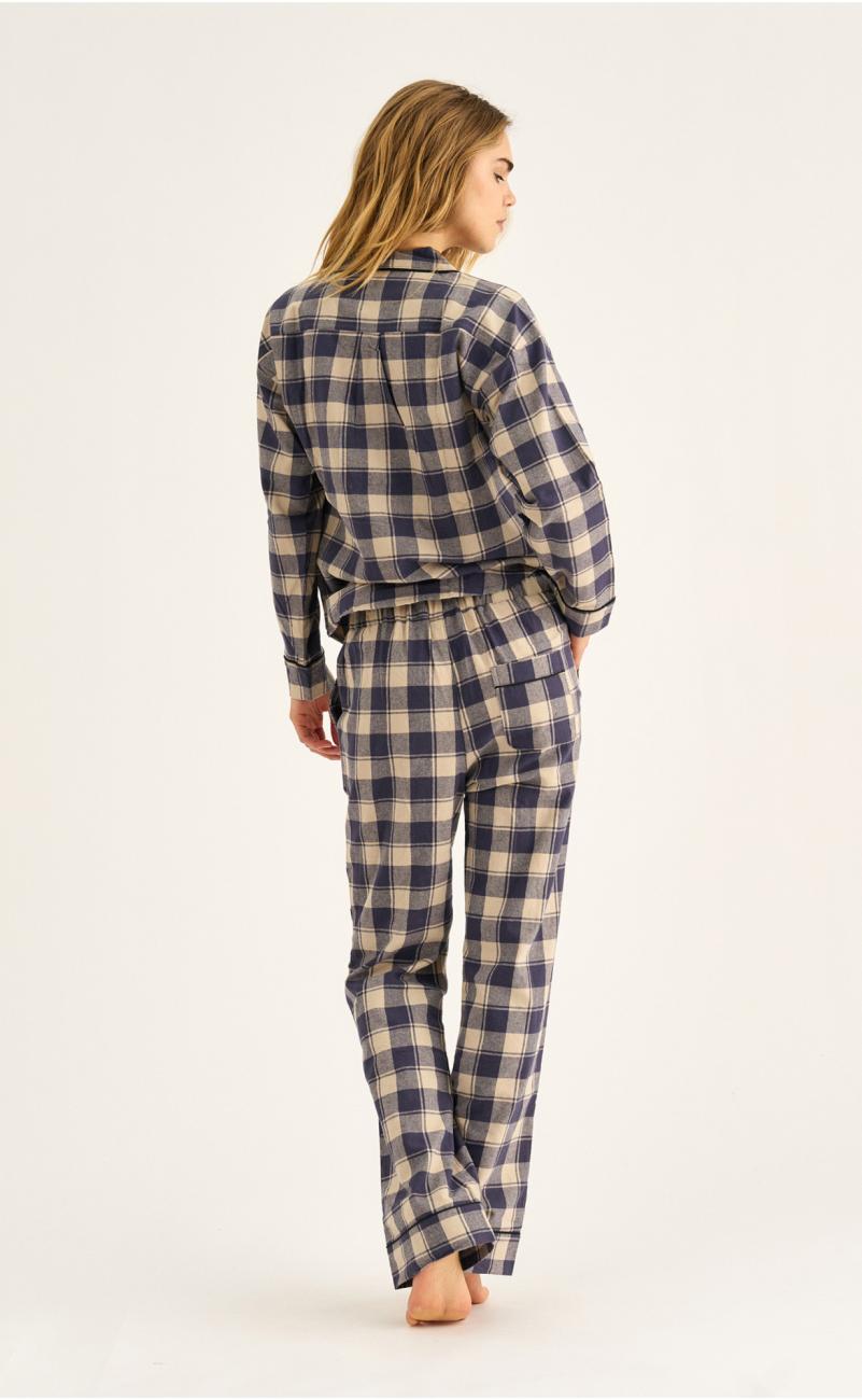 Pyjamashirt, Flanell | 100% Bio-Baumwolle | blau kariert -JBS of Denmark Women