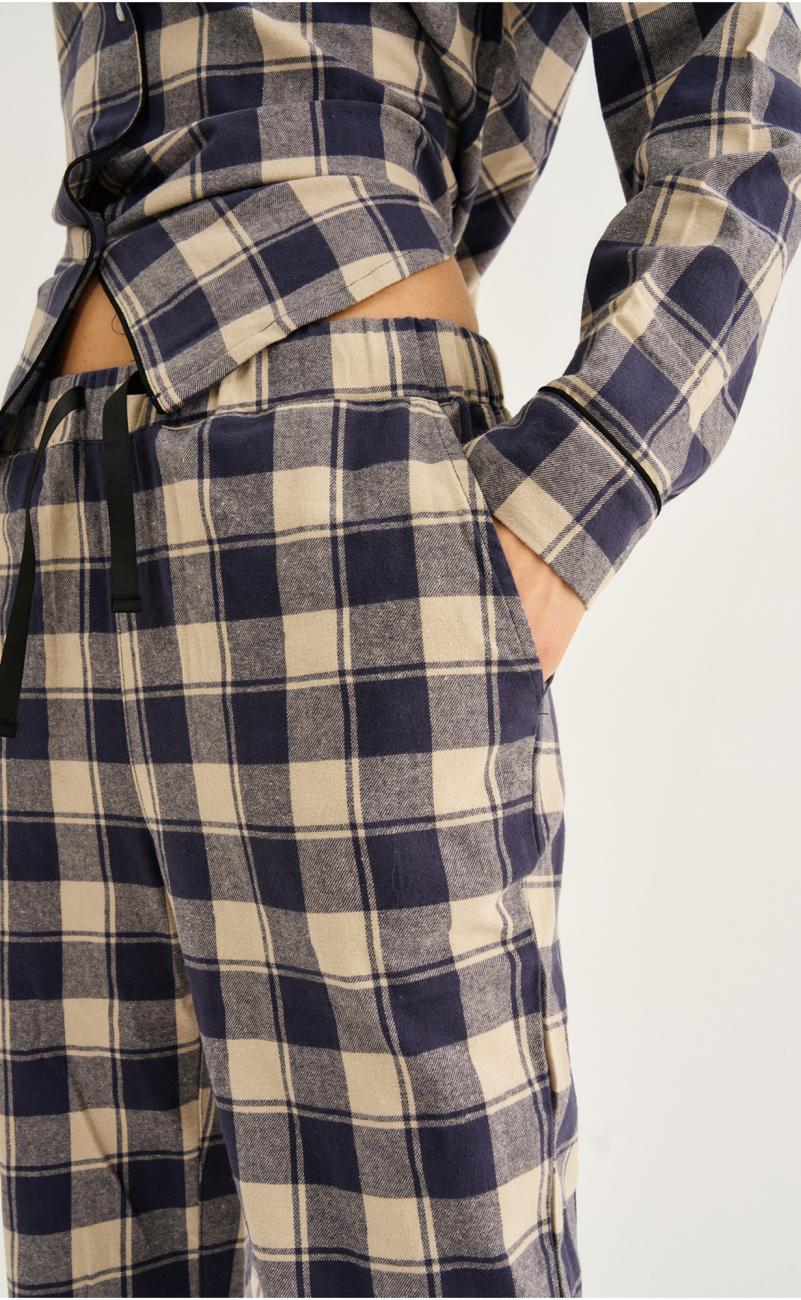 Pyjamahose, Flanell | 100% Bio-Baumwolle | blau kariert -JBS of Denmark Women