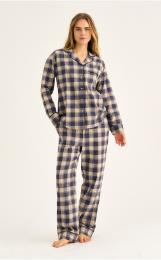 Pyjamahose, Flanell | 100% Bio-Baumwolle | blau kariert -JBS of Denmark Women