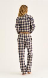 Pyjamahose, Flanell | 100% Bio-Baumwolle | blau kariert -JBS of Denmark Women