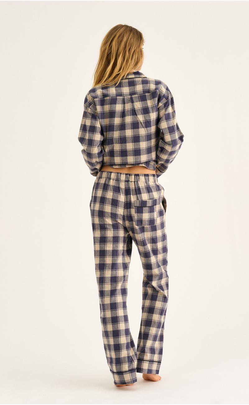 Pyjamahose, Flanell | 100% Bio-Baumwolle | blau kariert -JBS of Denmark Women