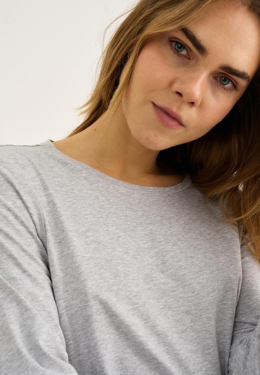 Langarm-Shirt | Bambus-Viskose | hellgrau melange -JBS of Denmark Women