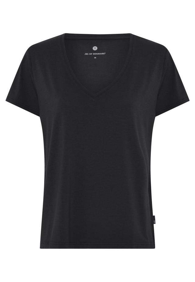 T-Shirt, V-Ausschnitt | Bambusviskose | Schwarz -JBS of Denmark Women