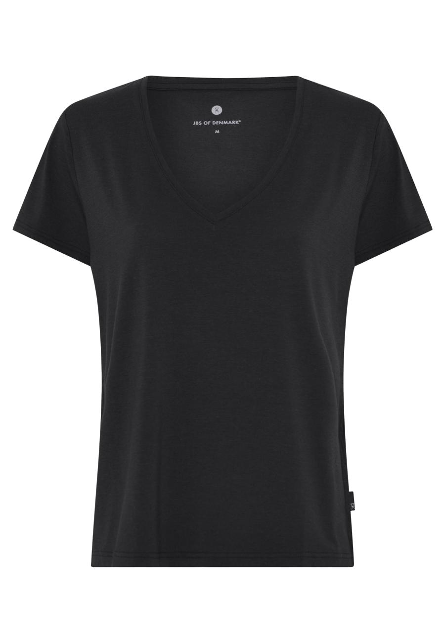 T-Shirt, V-Ausschnitt | Bambusviskose | Schwarz -JBS of Denmark Women