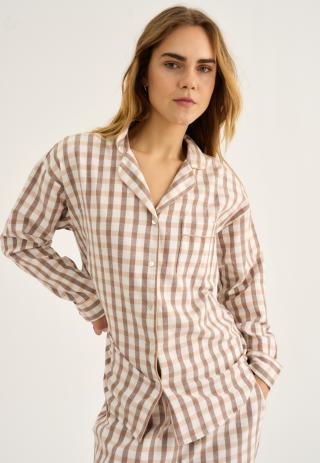 Pyjamashirt, Flanell | 100% Bio-Baumwolle | braun -JBS of Denmark Women