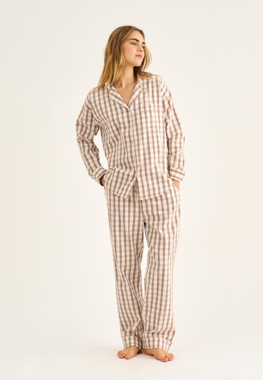 Pyjamashirt, Flanell | 100% Bio-Baumwolle | braun -JBS of Denmark Women