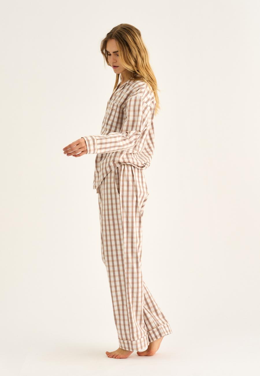 Pyjamashirt, Flanell | 100% Bio-Baumwolle | braun -JBS of Denmark Women