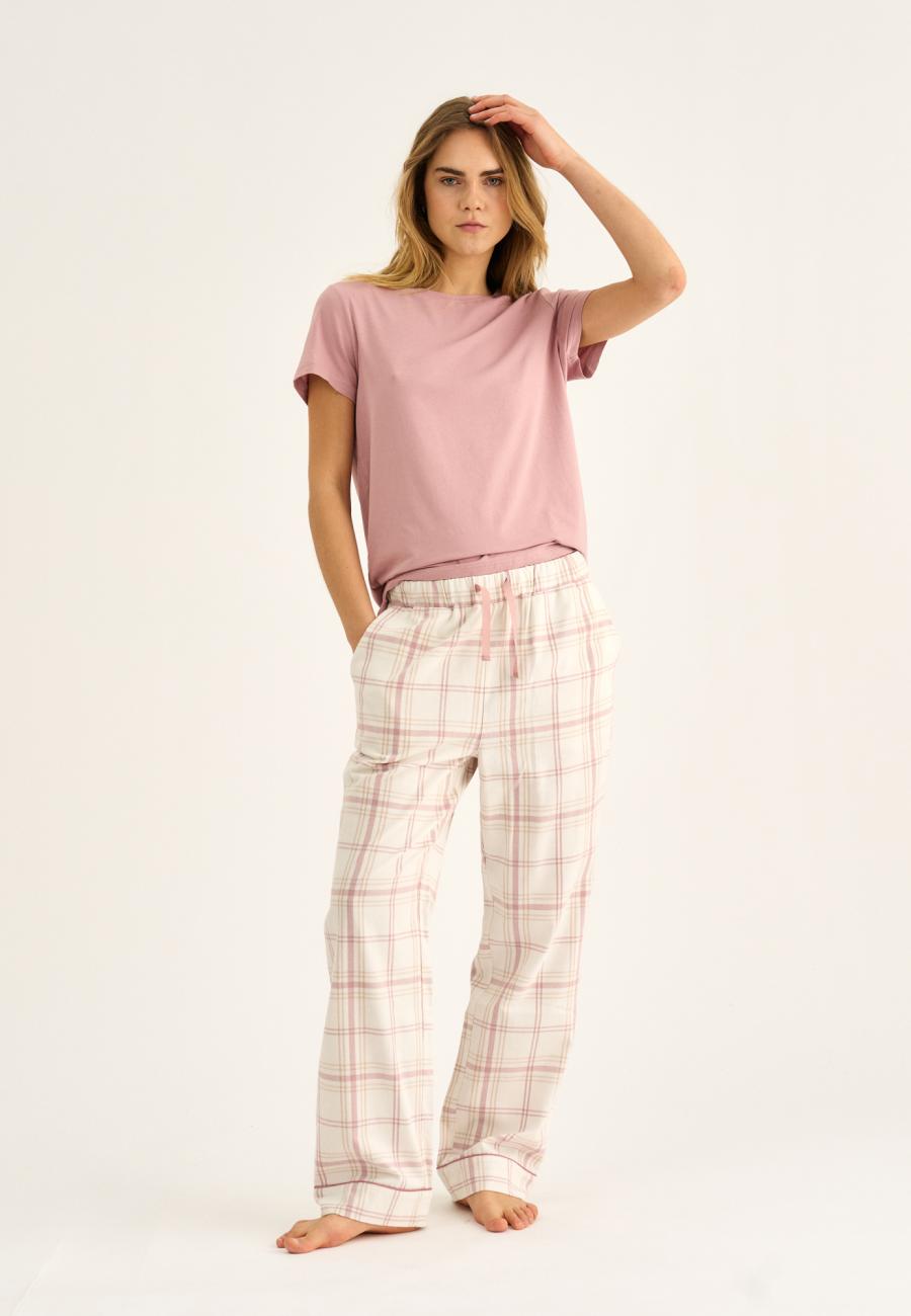 Pyjamahose, Flanell | 100% Bio-Baumwolle | rosa kariert -JBS of Denmark Women