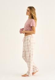 Pyjamahose, Flanell | 100% Bio-Baumwolle | rosa kariert -JBS of Denmark Women