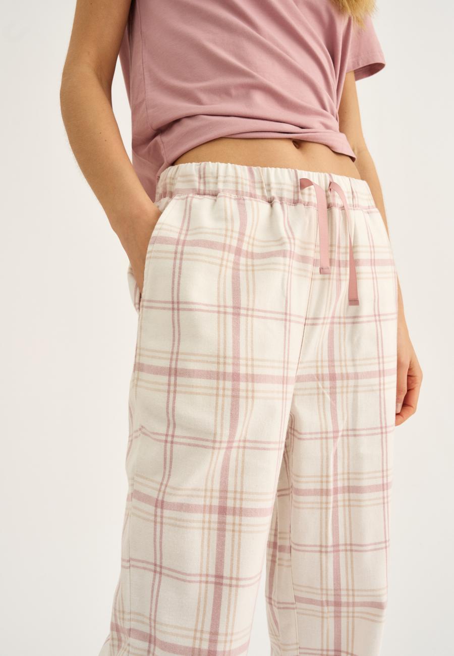 Pyjamahose, Flanell | 100% Bio-Baumwolle | rosa kariert -JBS of Denmark Women