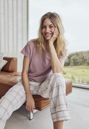 Pyjamahose, Flanell | 100% Bio-Baumwolle | rosa kariert -JBS of Denmark Women
