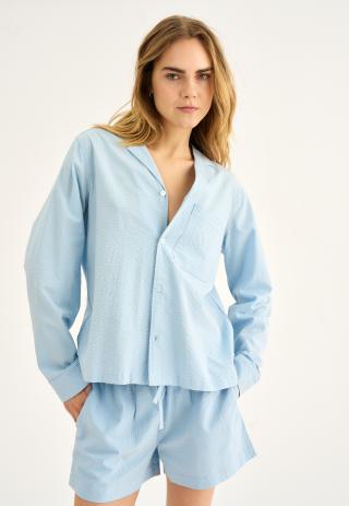 Pyjama-Hemd, Seersucker | Bambus-Viskose | blau -JBS of Denmark Women