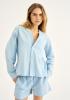 Pyjama-Hemd, Seersucker | Bambus-Viskose | blau -JBS of Denmark Women