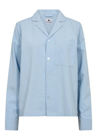 Pyjama-Hemd, Seersucker | Bambus-Viskose | blau -JBS of Denmark Women