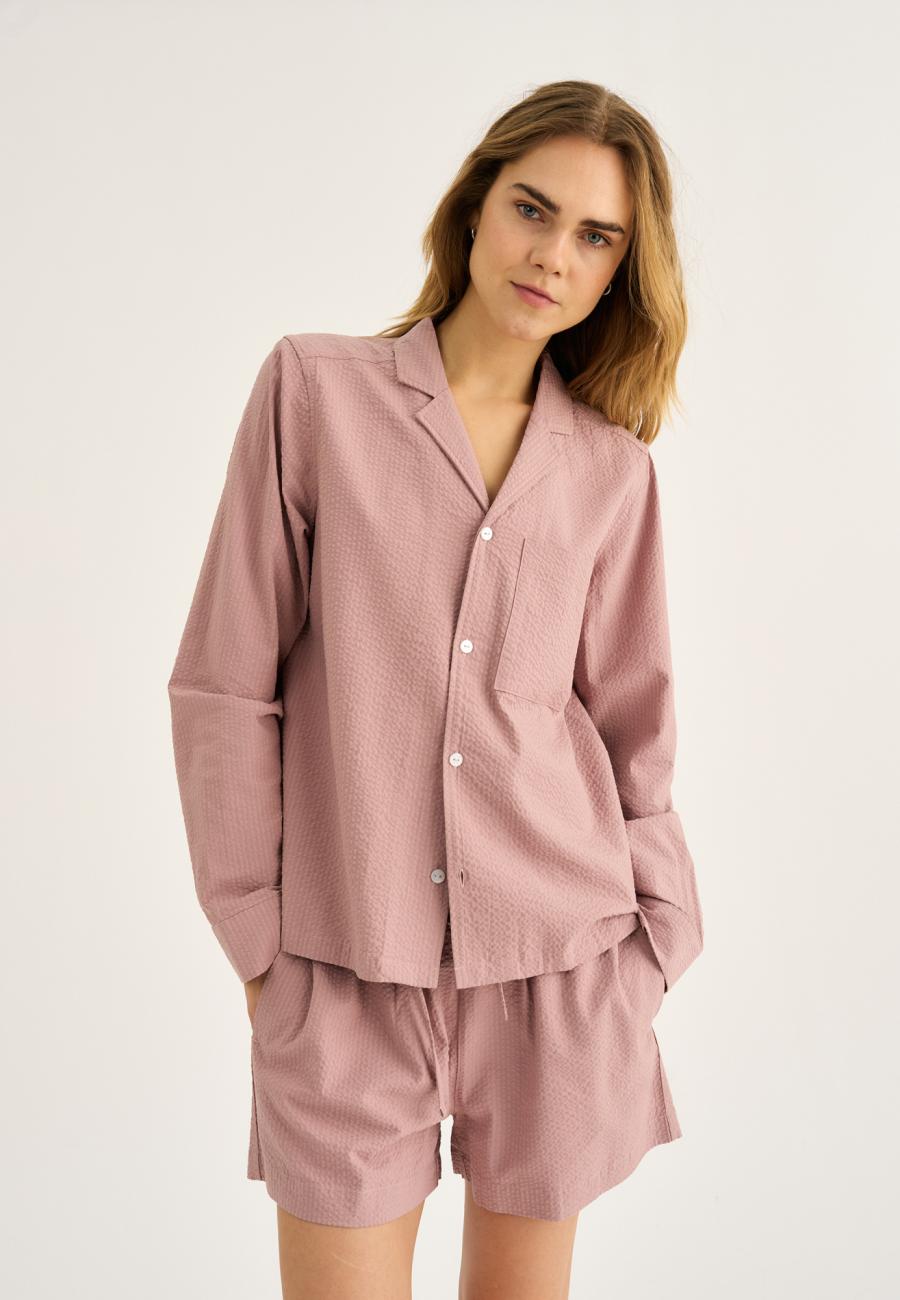 Pyjama-Hemd, Seersucker | Bambus-Viskose | rosé -JBS of Denmark Women