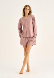 Pyjama-Hemd, Seersucker | Bambus-Viskose | rosé -JBS of Denmark Women