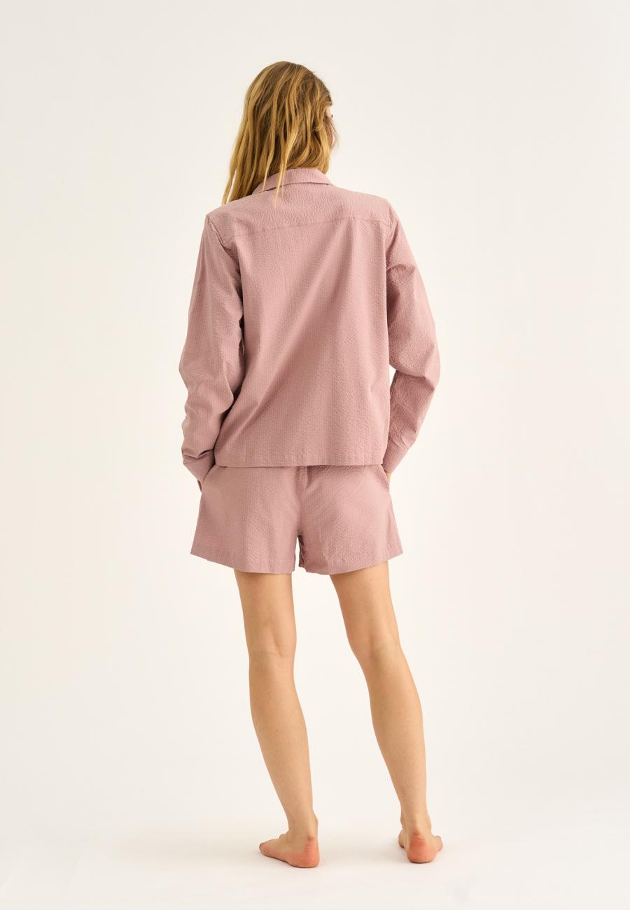 Pyjama-Hemd, Seersucker | Bambus-Viskose | rosé -JBS of Denmark Women