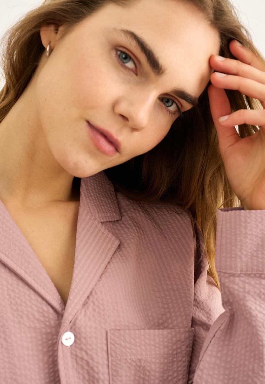 Pyjama-Hemd, Seersucker | Bambus-Viskose | rosé -JBS of Denmark Women