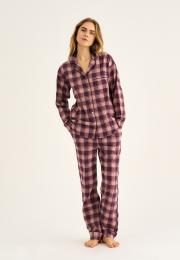 Pyjamashirt, Flanell | 100% Bio-Baumwolle | dunkelrosa kariert -JBS of Denmark Women