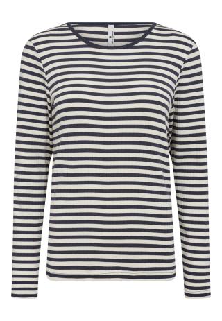 Langarm-Shirt, Ripp | Bambus-Viskose | blau gestreift -JBS of Denmark Women