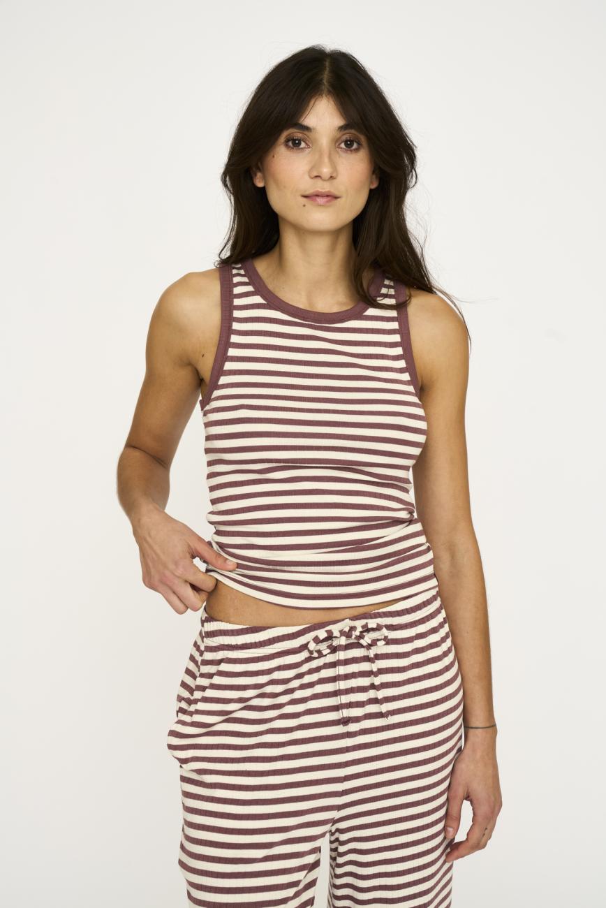 Tanktop, Ripp | Bambusviskose | Rosa gestreift -JBS of Denmark Women