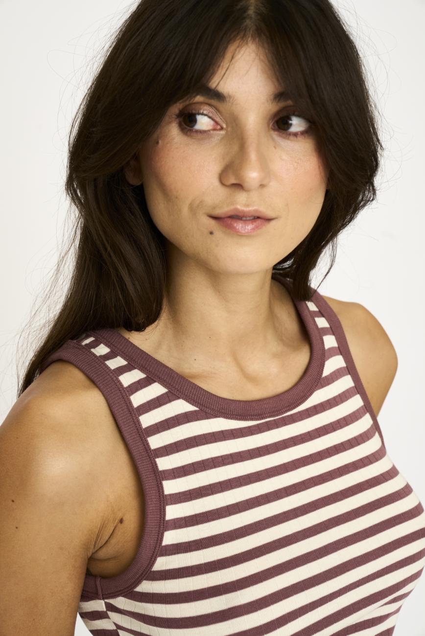 Tanktop, Ripp | Bambusviskose | Rosa gestreift -JBS of Denmark Women