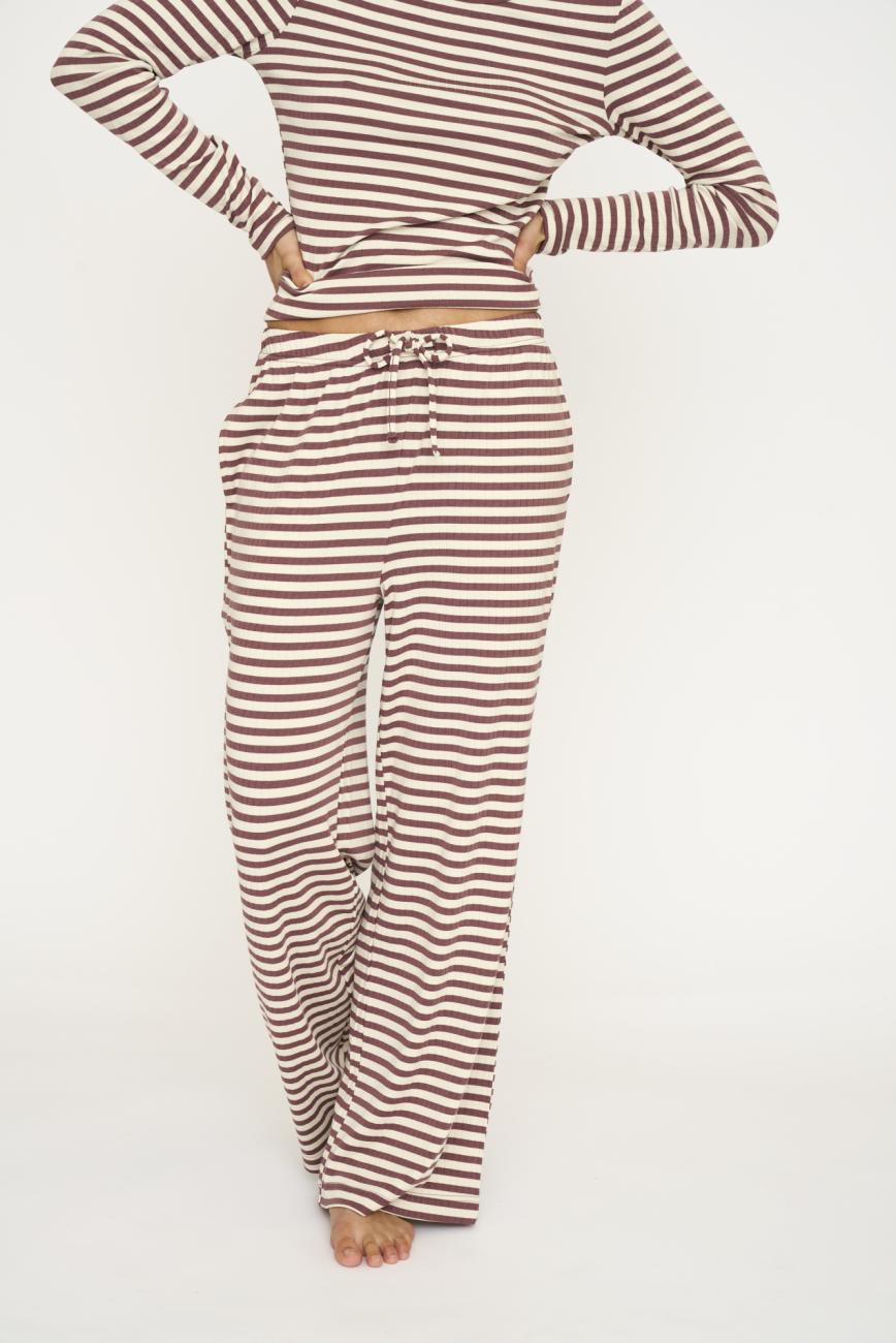Loungehose, Ripp | Bambusviskose | Rosa gestreift -JBS of Denmark Women
