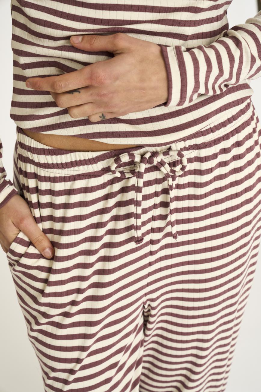 Loungehose, Ripp | Bambusviskose | Rosa gestreift -JBS of Denmark Women