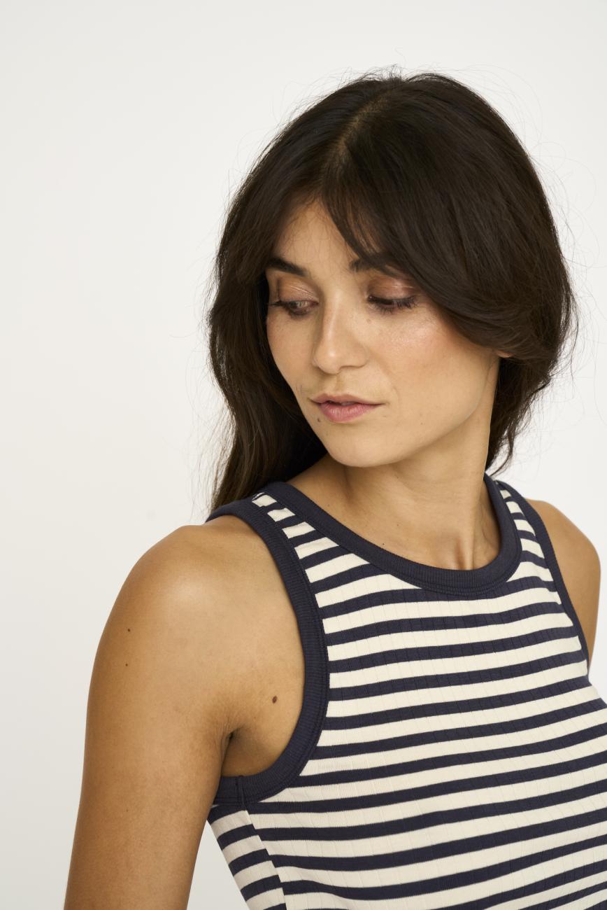Tanktop, Ripp | Bambusviskose | Blau gestreift -JBS of Denmark Women