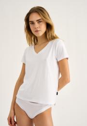 T-Shirt, V-Ausschnitt | Bambusviskose | Weiß -JBS of Denmark Women