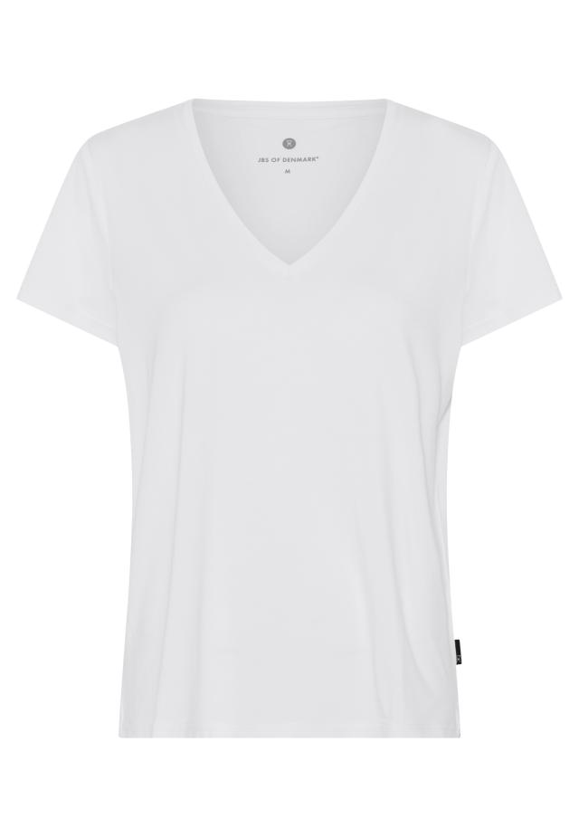 T-Shirt, V-Ausschnitt | Bambusviskose | Weiß -JBS of Denmark Women