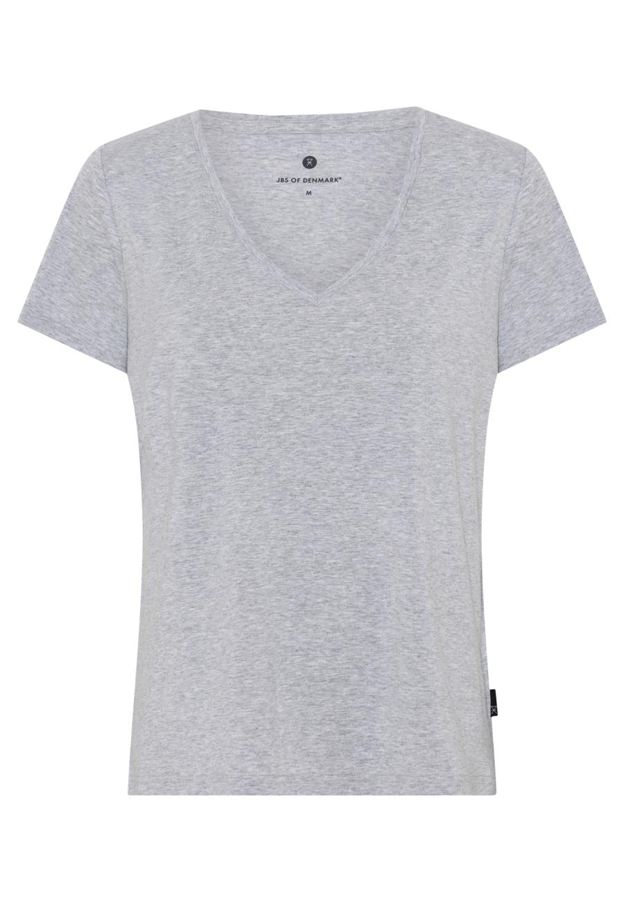 T-Shirt, V-Ausschnitt | Bambusviskose | Grau -JBS of Denmark Women