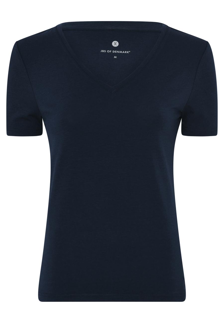 T-Shirt, V-Ausschnitt | Bambus-Viskose | navy -JBS of Denmark Women