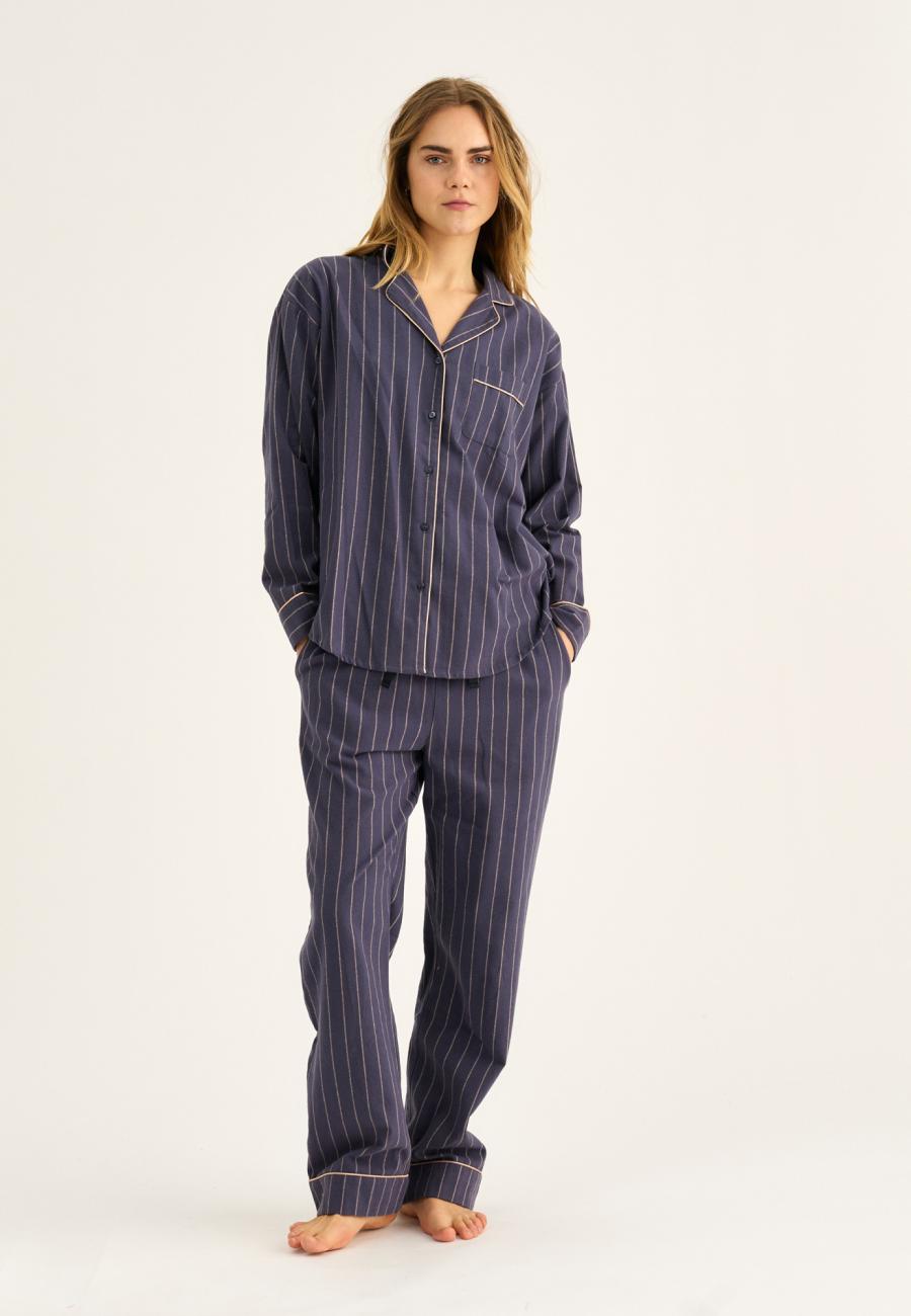 Pyjamahose, Flanell, 100% Bio-Baumwolle, blau
