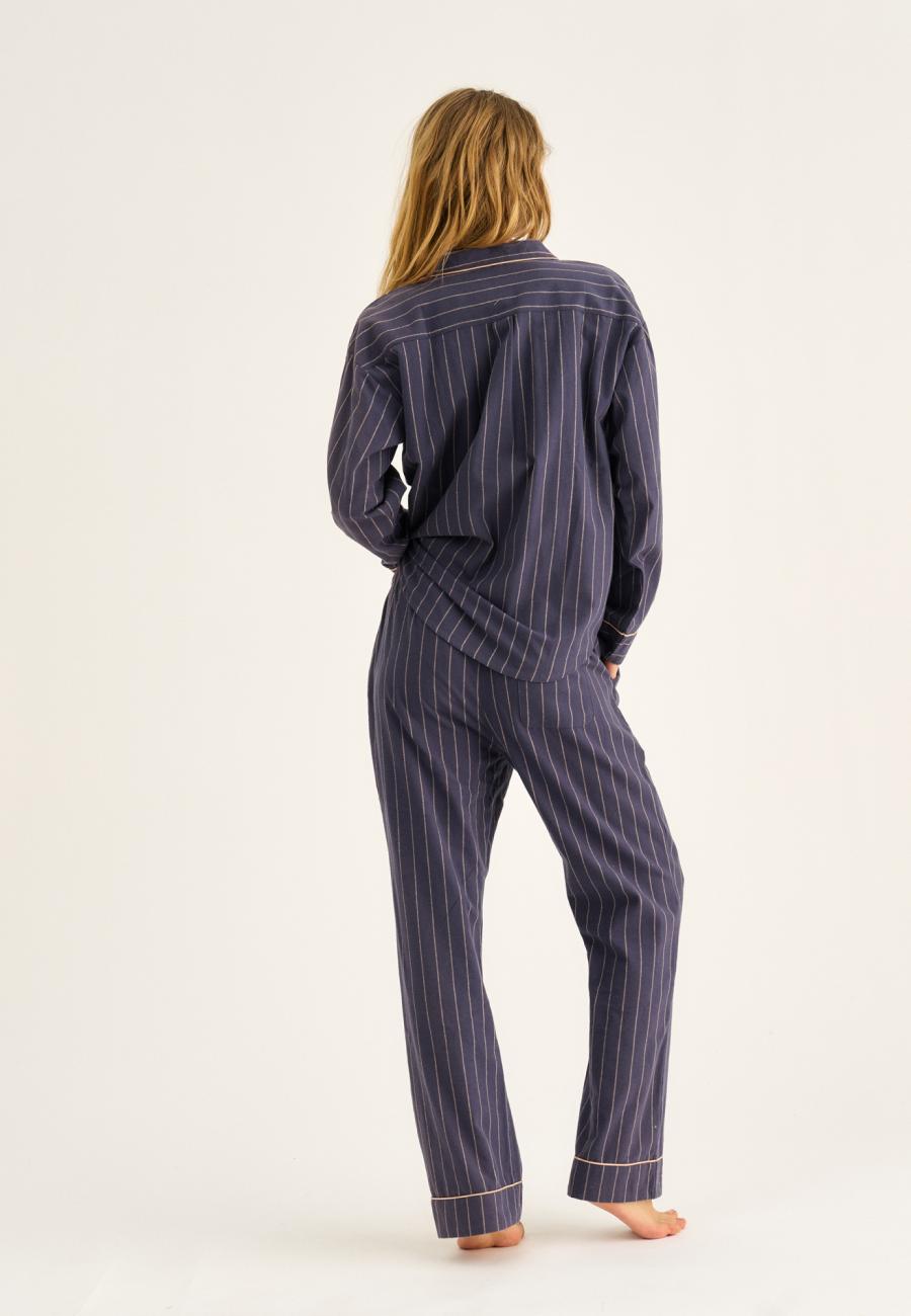 Pyjamahose, Flanell, 100% Bio-Baumwolle, blau