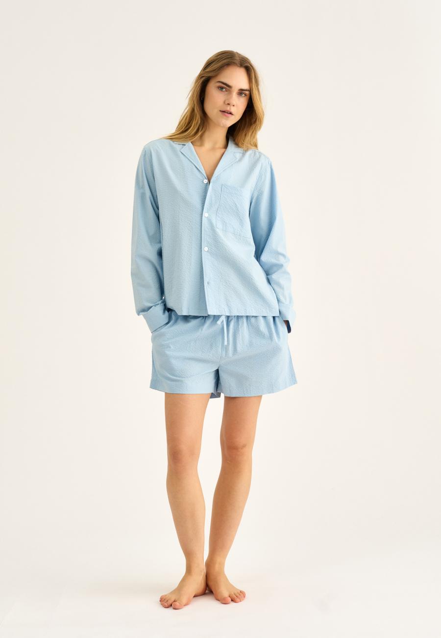 Pyjamashorts, Seersucker | Bambus-Viskose | blau -JBS of Denmark Women
