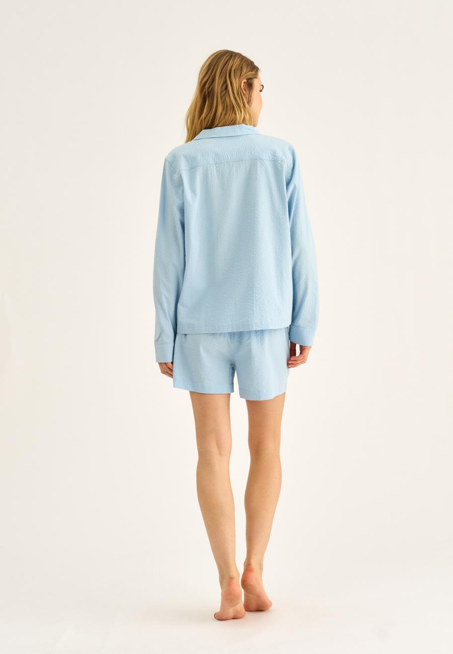 Pyjamashorts, Seersucker | Bambus-Viskose | blau -JBS of Denmark Women