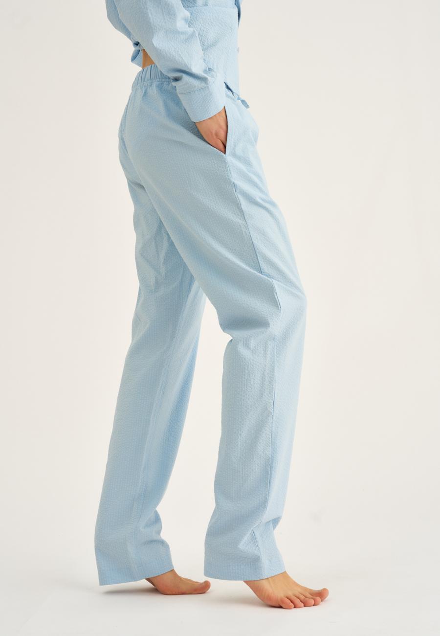 Pyjamahose, Seersucker, Bambus-Viskose, blau
