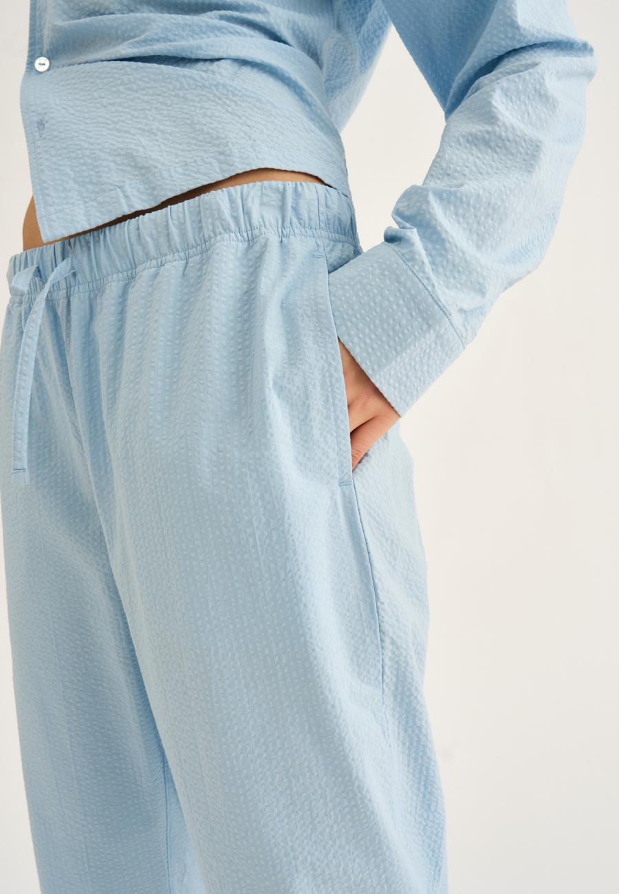 Pyjamahose, Seersucker, Bambus-Viskose, blau