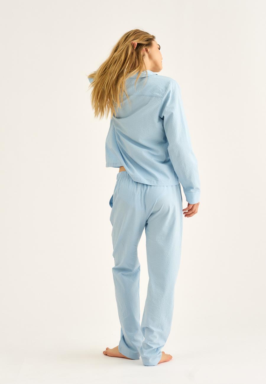 Pyjamahose, Seersucker, Bambus-Viskose, blau