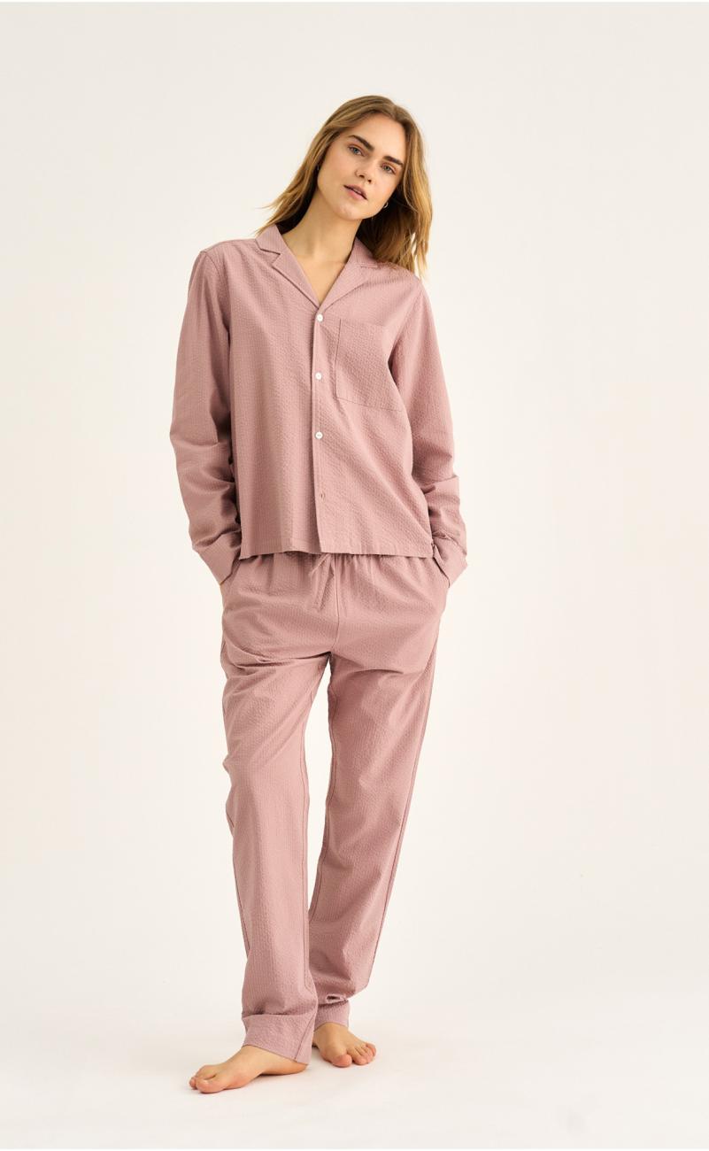 Pyjamahose, Seersucker | Bambus-Viskose | rosé -JBS of Denmark Women