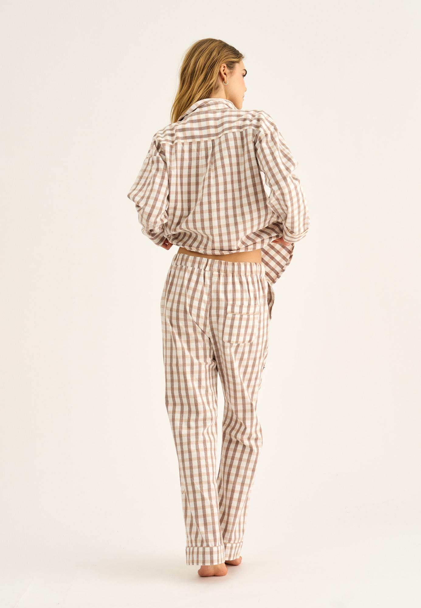 Pyjamahose, Flanell, 100% Bio-Baumwolle, braun
